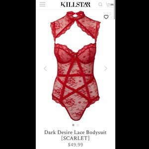 Killstar XL Dark Desire Red Lace Bodysuit